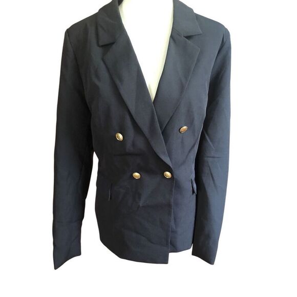 Nanette Lepore black career blazer with gold front buttons fully lined size 16 - Picture 3 of 16